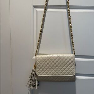 Ganson Elegant Cream Quilted Leather crossbody Bag